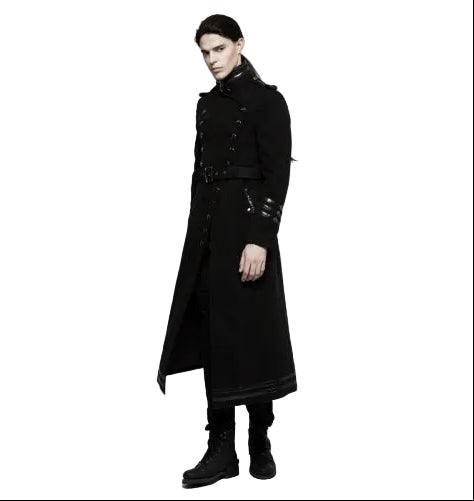 Men’s Military Uniform Belt Long Coat