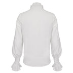 White Ruffle Pleat High Neck Shirt