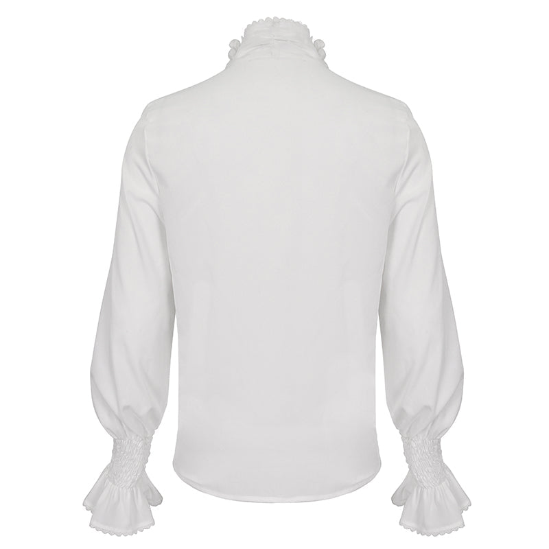 White Ruffle Pleat High Neck Shirt