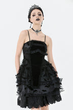 Bat Coffin Ruffle Layer Mini Dress
