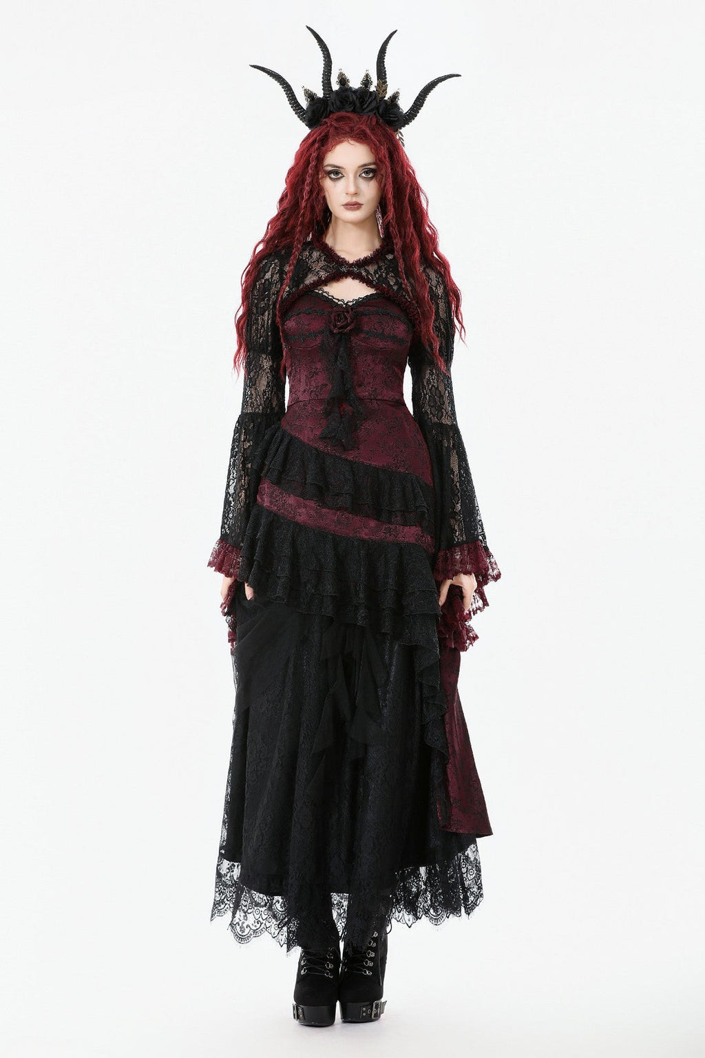 Red Rim Black Lace Bolero