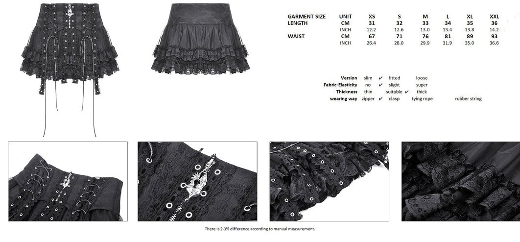 Punk Eyelet Lace Up Ruffle Mini Skirt