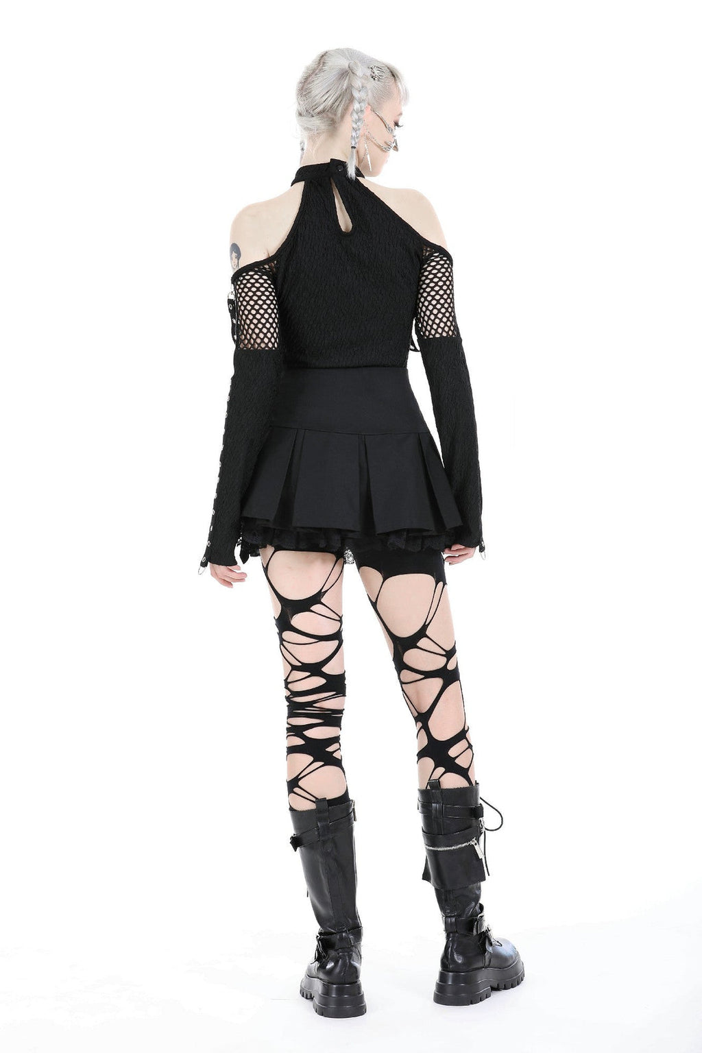 Shoulder Cut Out Net Top