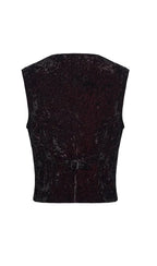 Red Crushed Velvet Waistcoat