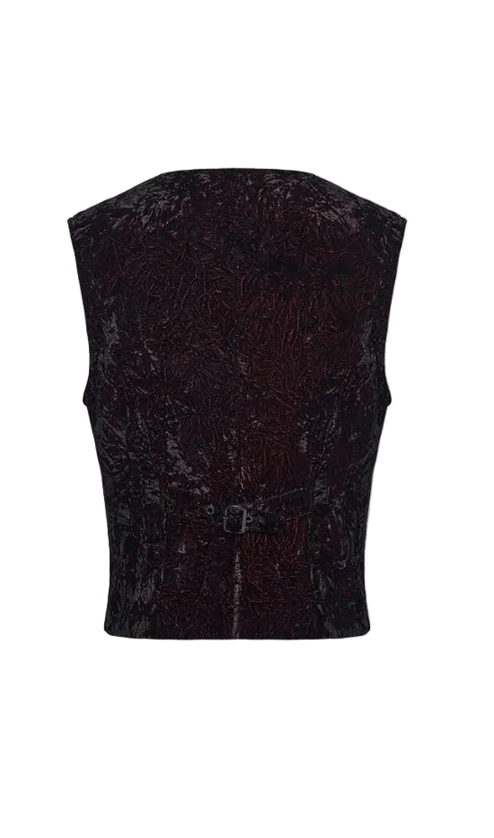 Red Crushed Velvet Waistcoat