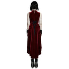 Red Gothic Hi-Lo Waterfall Velvet Sleeveless Dress