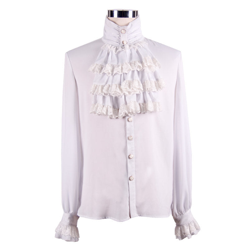 White Victorian Chiffon Ruffle Shirt