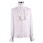 White Victorian Chiffon Ruffle Shirt