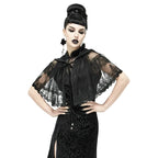 Sheer Patterned Hem Hooded Shrug Cape