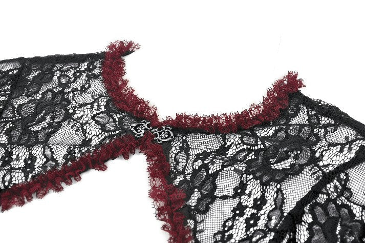 Red Rim Black Lace Bolero