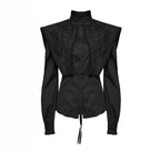 Embroidered Gothic High Neck Shirt Blouse