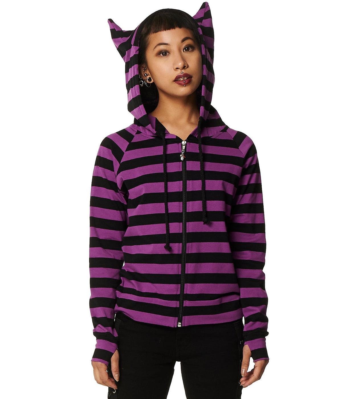 Purple Stripe Cat Ear Jacket