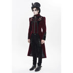 Big Buckle Zip Long Velvet Burgundy Jacket
