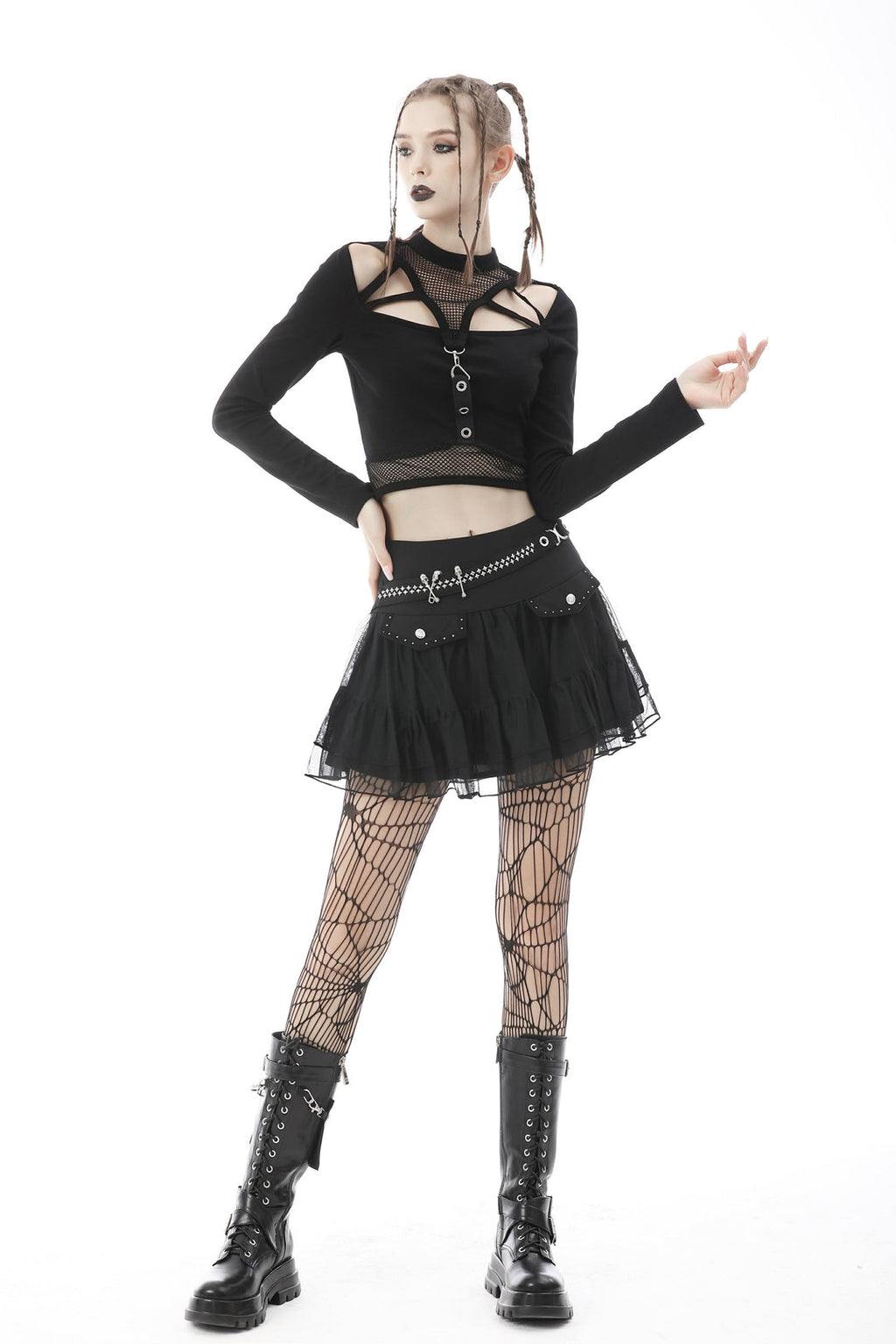 Studded Flap Mini Skirt
