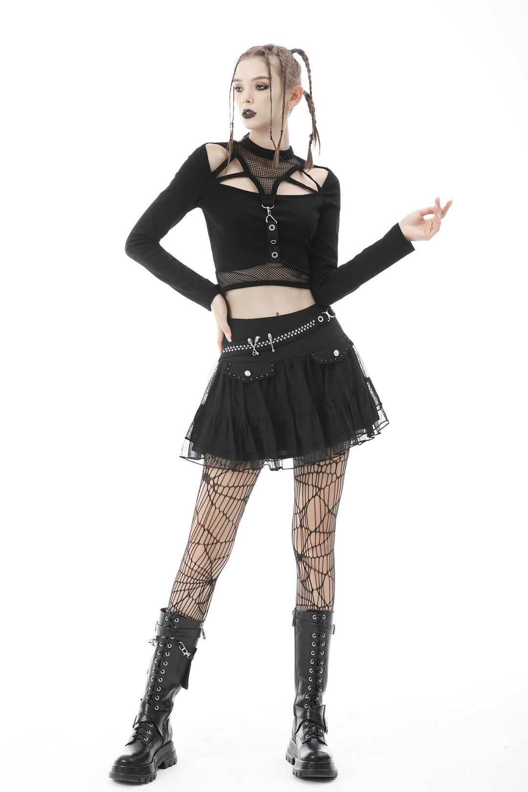 Studded Flap Mini Skirt