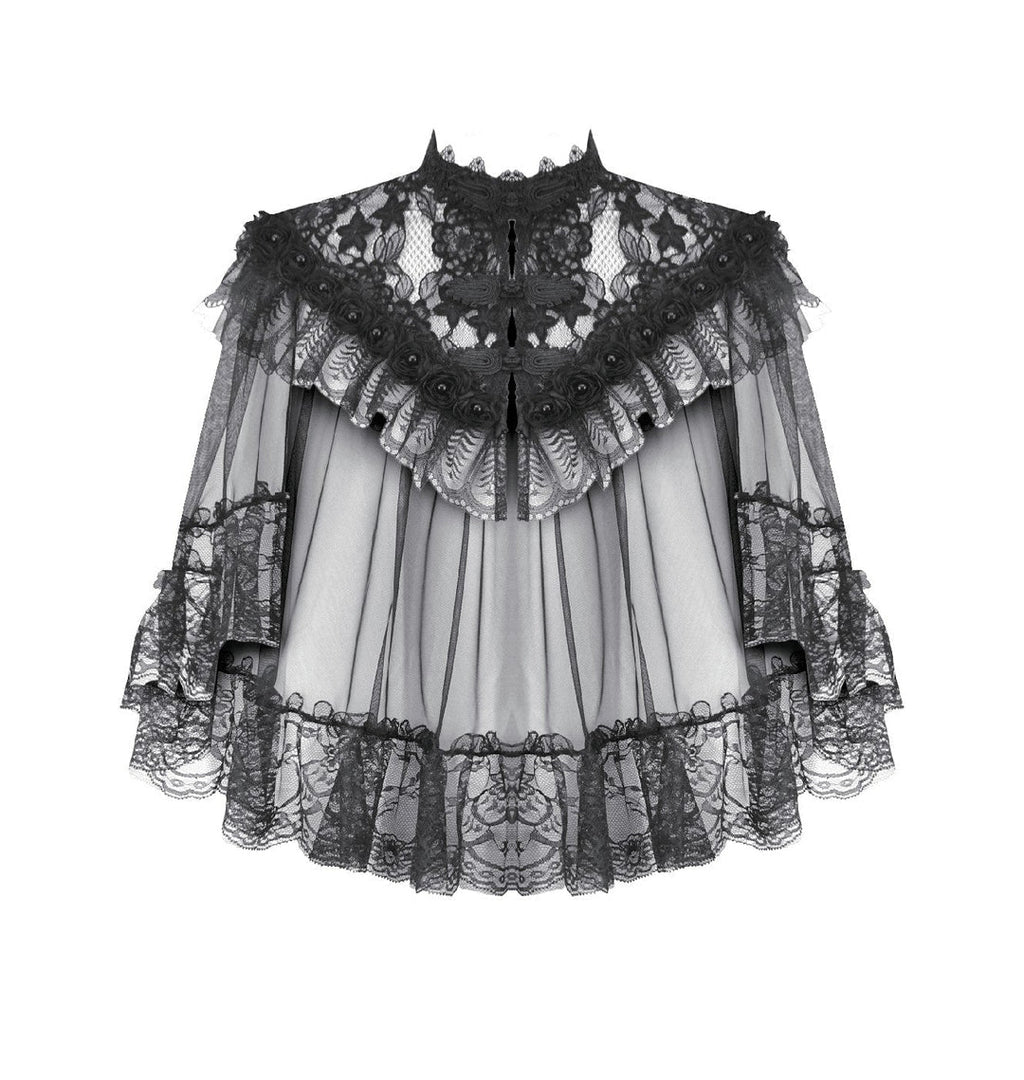 Sheer Mesh Laced Capelet