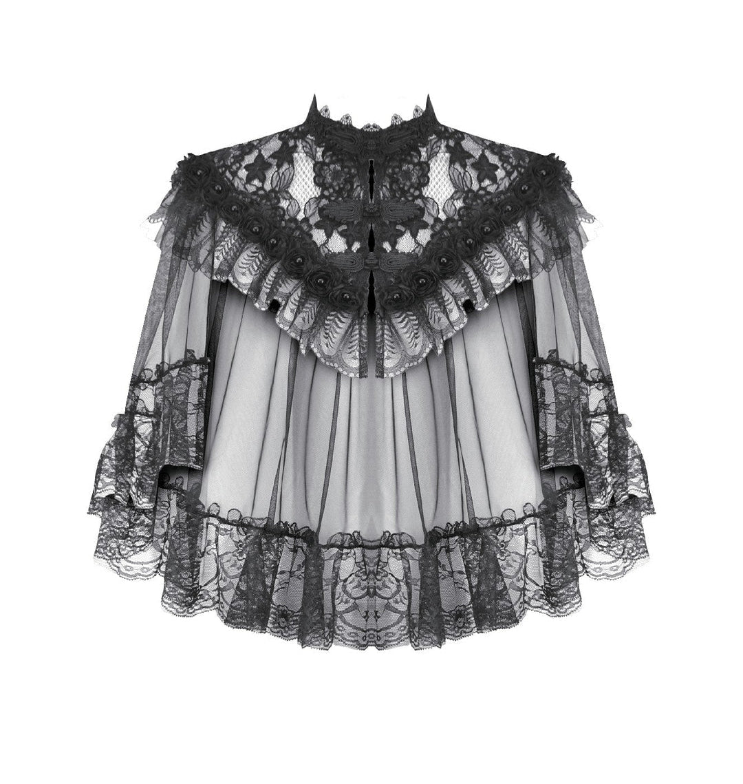 Sheer Mesh Laced Capelet