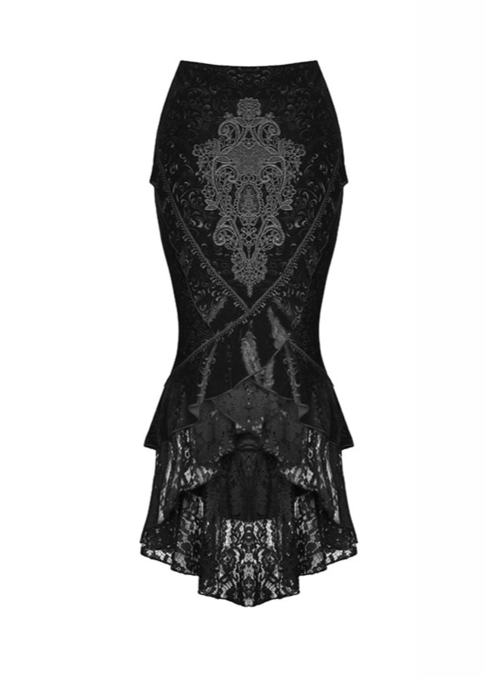 Classic Pencil Fishtail Velvet Skirt