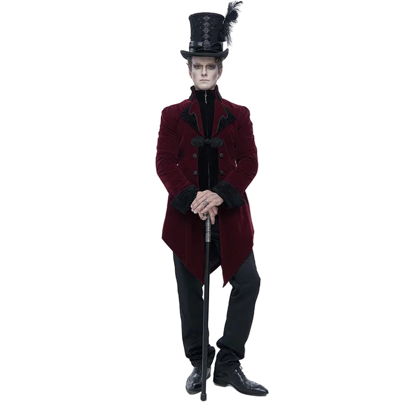 Burgundy Gothic Velvet Tailcoat