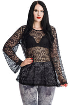 Skull Mesh Long Sleeve Top