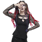 Trio Cutout Fishnet Sleeve Top