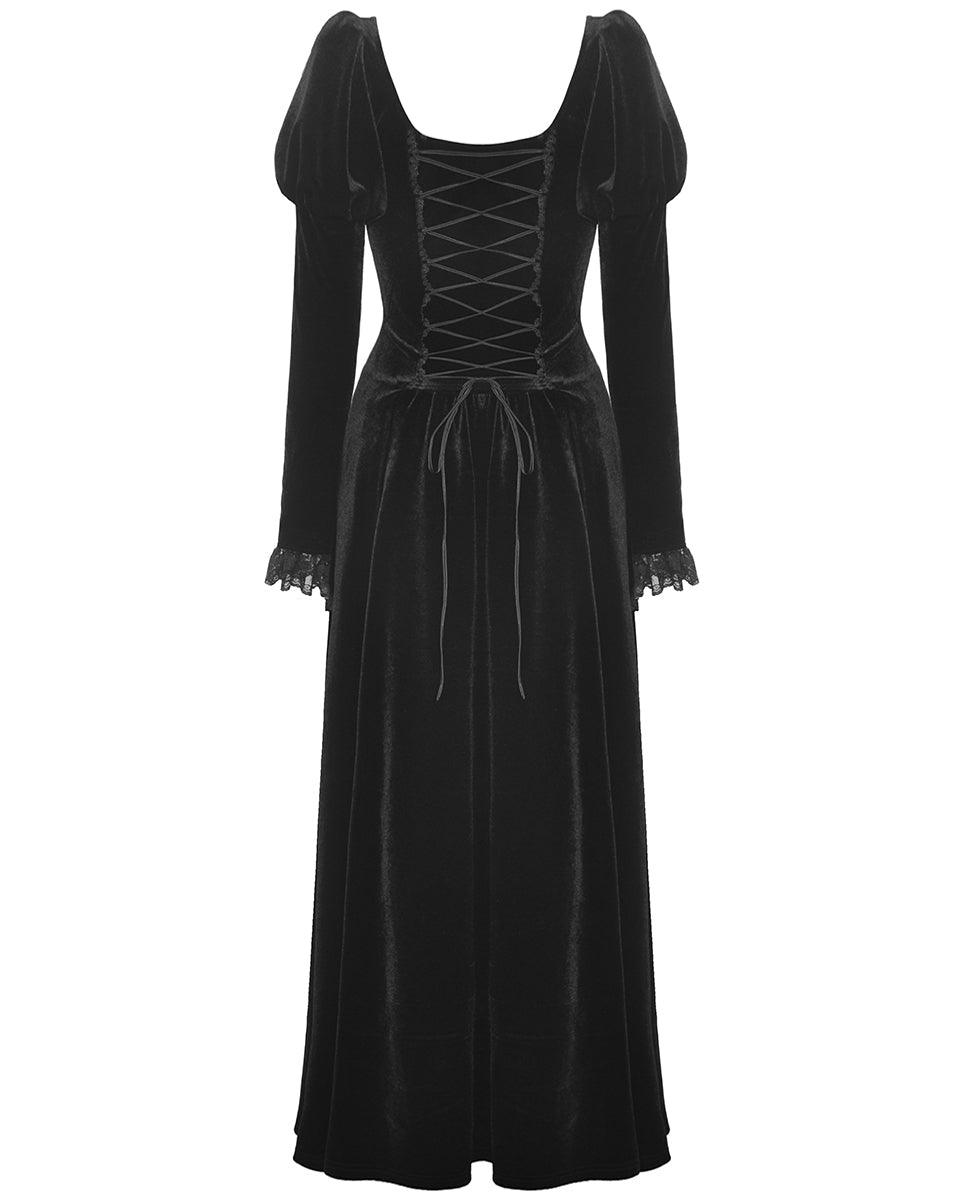 Velvet Ruffle Hi-Lo Dress