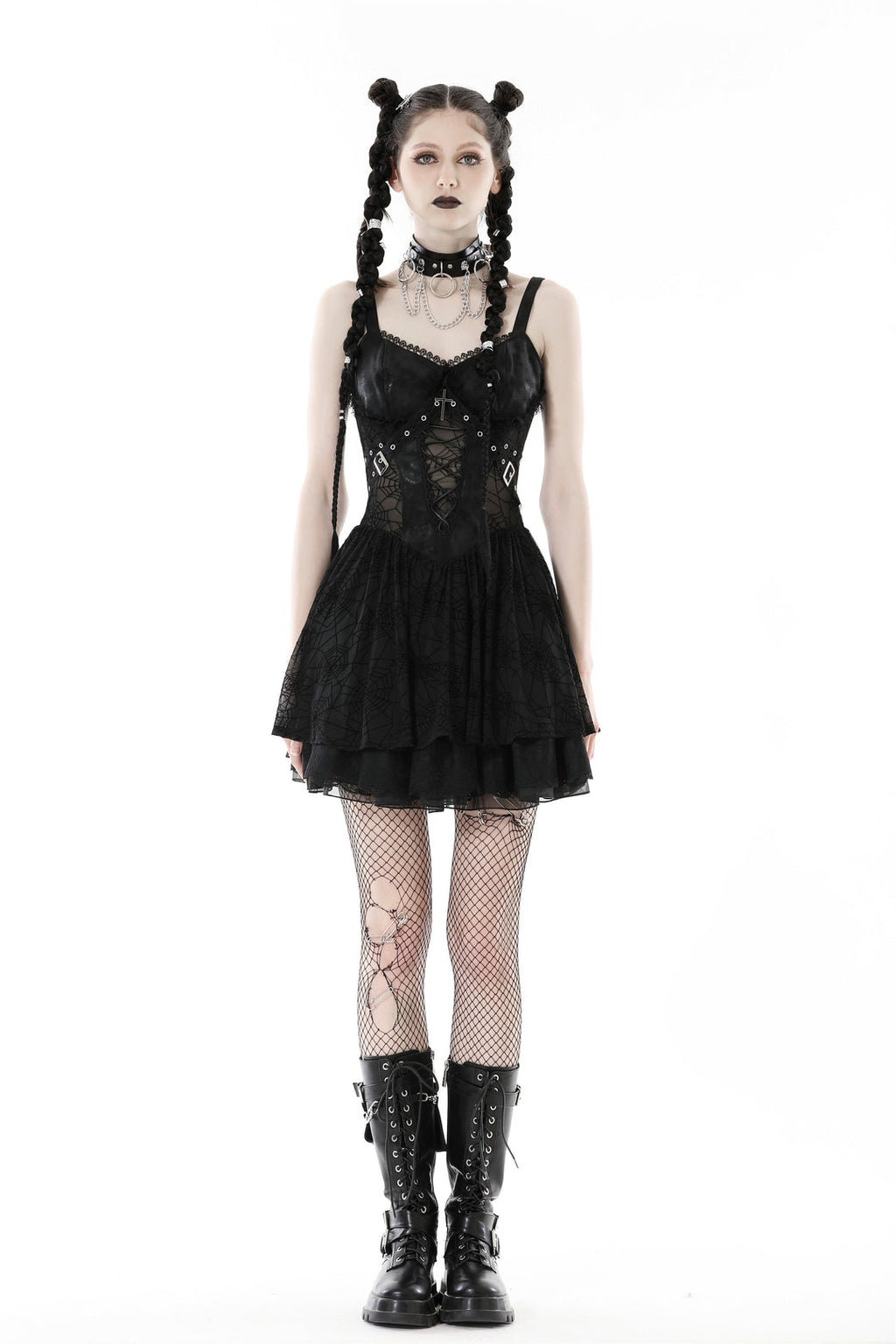 Cobweb Mesh Crucifix Dress