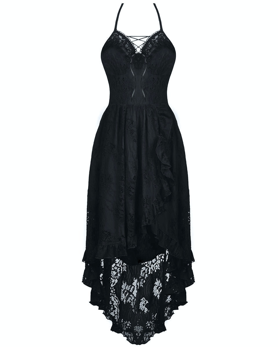 Dovetail Halter Neck Lace Net Dress