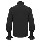 Black Ruffle Pleat High Neck Shirt