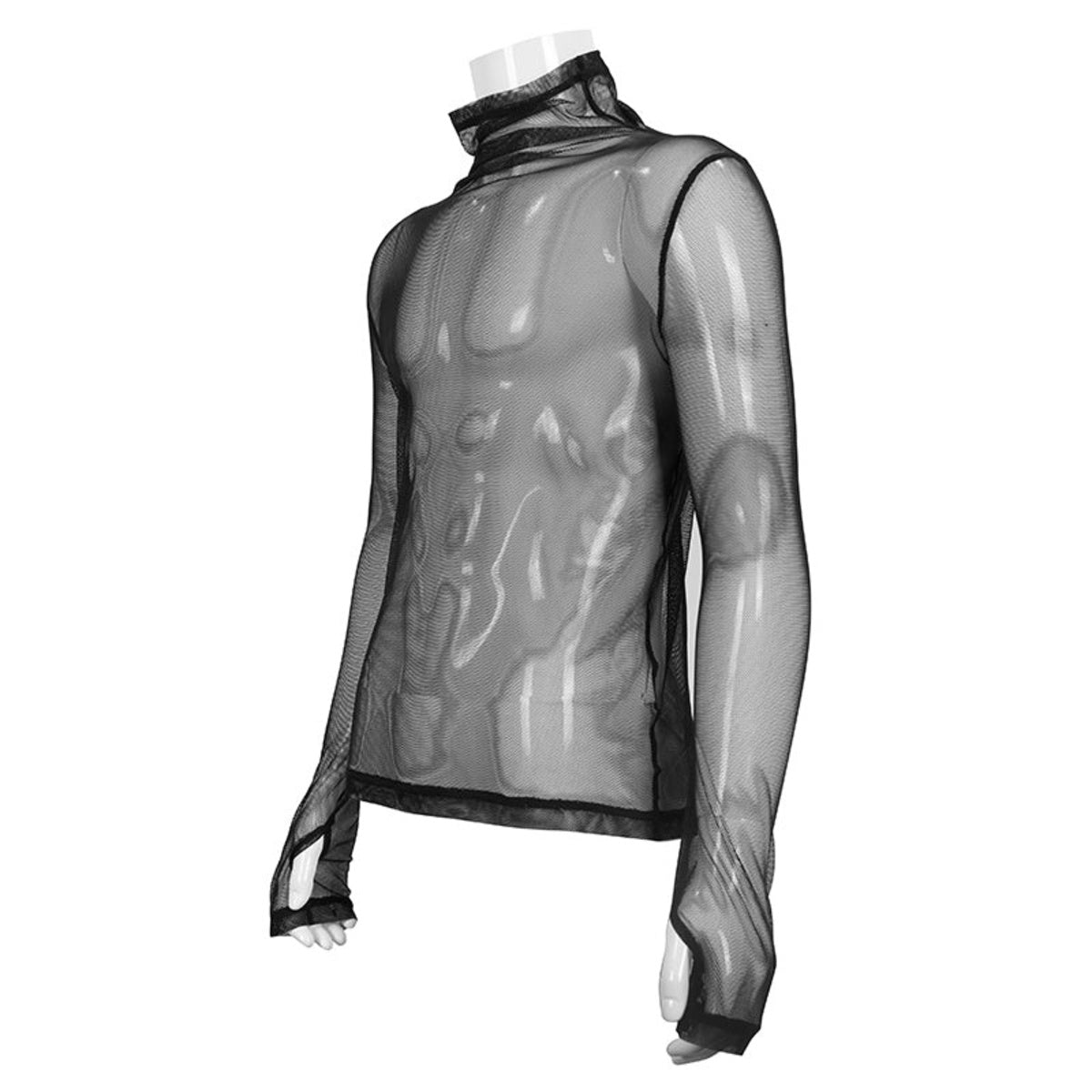 High Neck Casual Mesh Top
