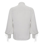White Pinstripe Ruffle Shirt