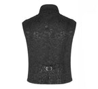 Black Ribcage Style Button Waistcoat