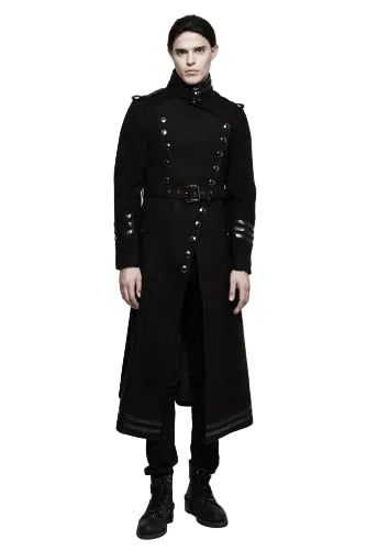 Men’s Military Uniform Belt Long Coat