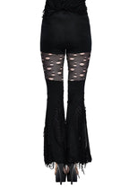 Thigh Net Cutout Flare Trousers