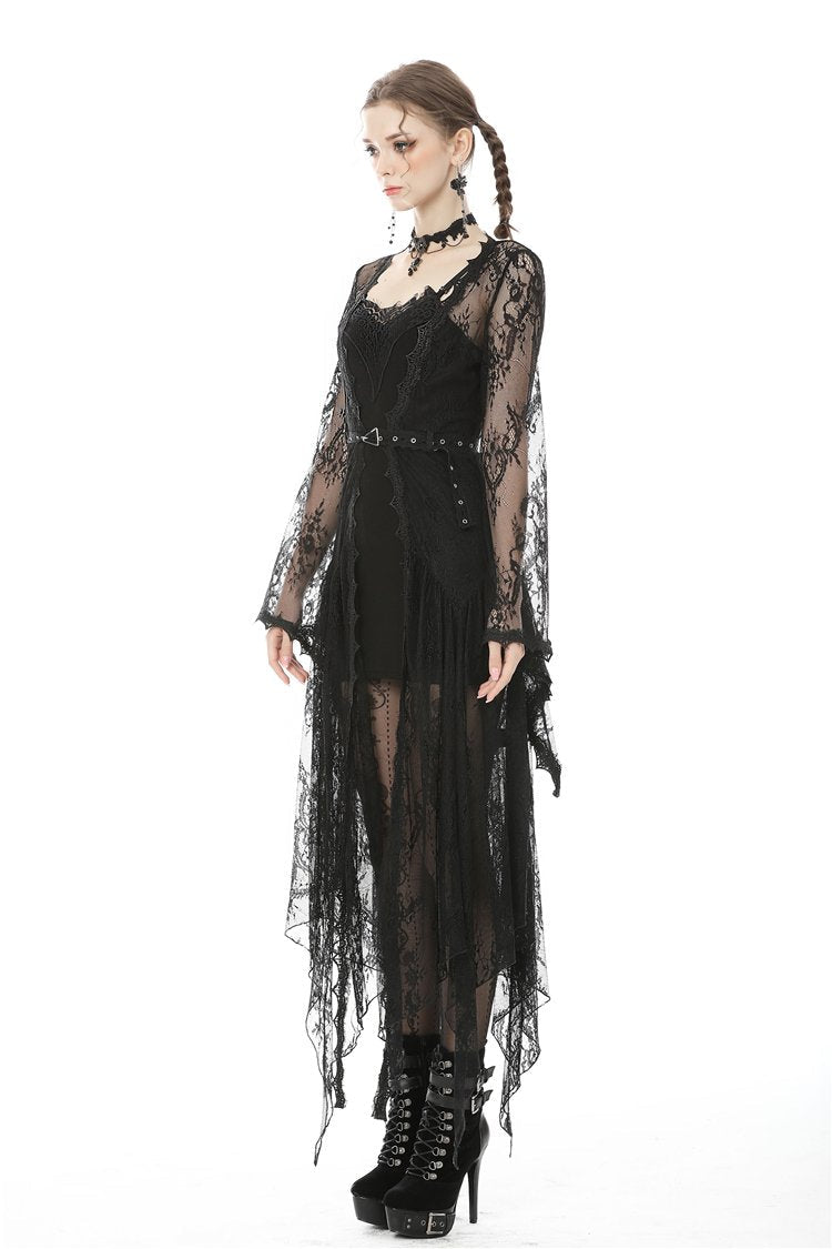 Delicate Laced Maxi Jacket With Belt