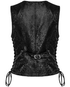 Blue Lace Up Brocade Waistcoat