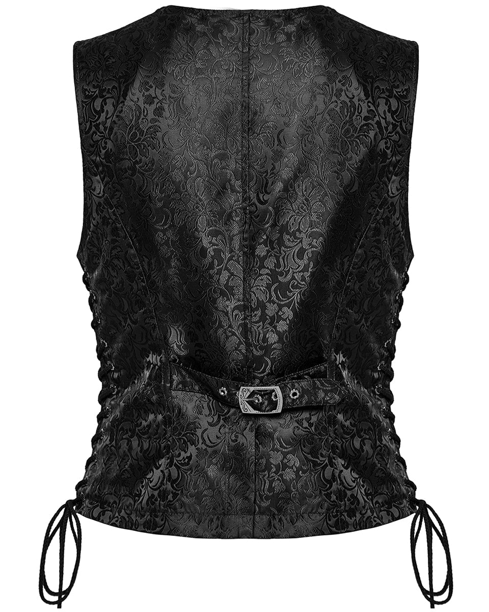 Blue Lace Up Brocade Waistcoat