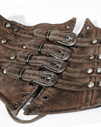 Brown Cinched Buckle Corset