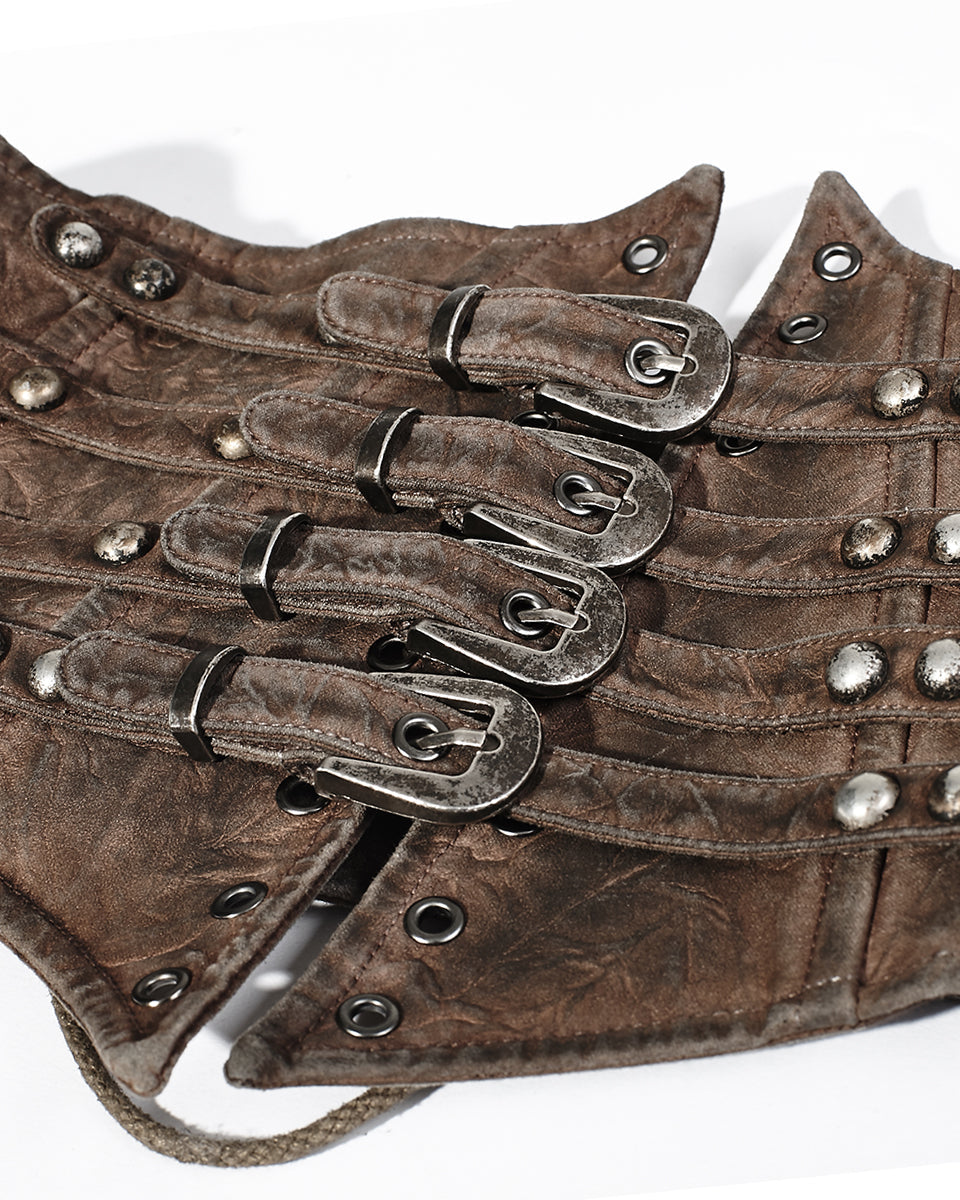Brown Cinched Buckle Corset