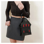 Red Haunted House Crucifix Bag