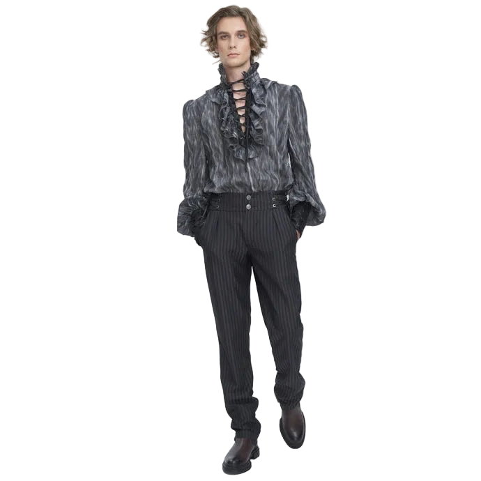 Pinstripe Button Trousers