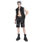 Eyelet Ripped Washed Denim Look Shorts