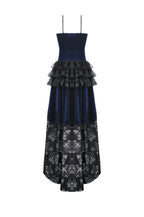 Royal Indigo Velvet Lace Hi-Lo Dress