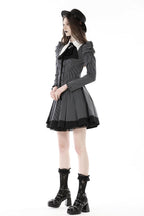 Pinstripe Scissor Cravat Collar Dress