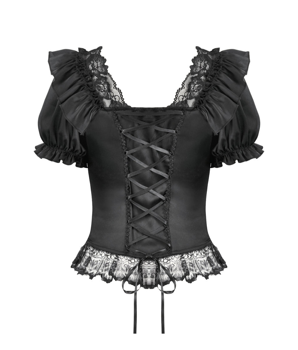 Ruffle Pleat Lace Blouse