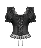Ruffle Pleat Lace Blouse