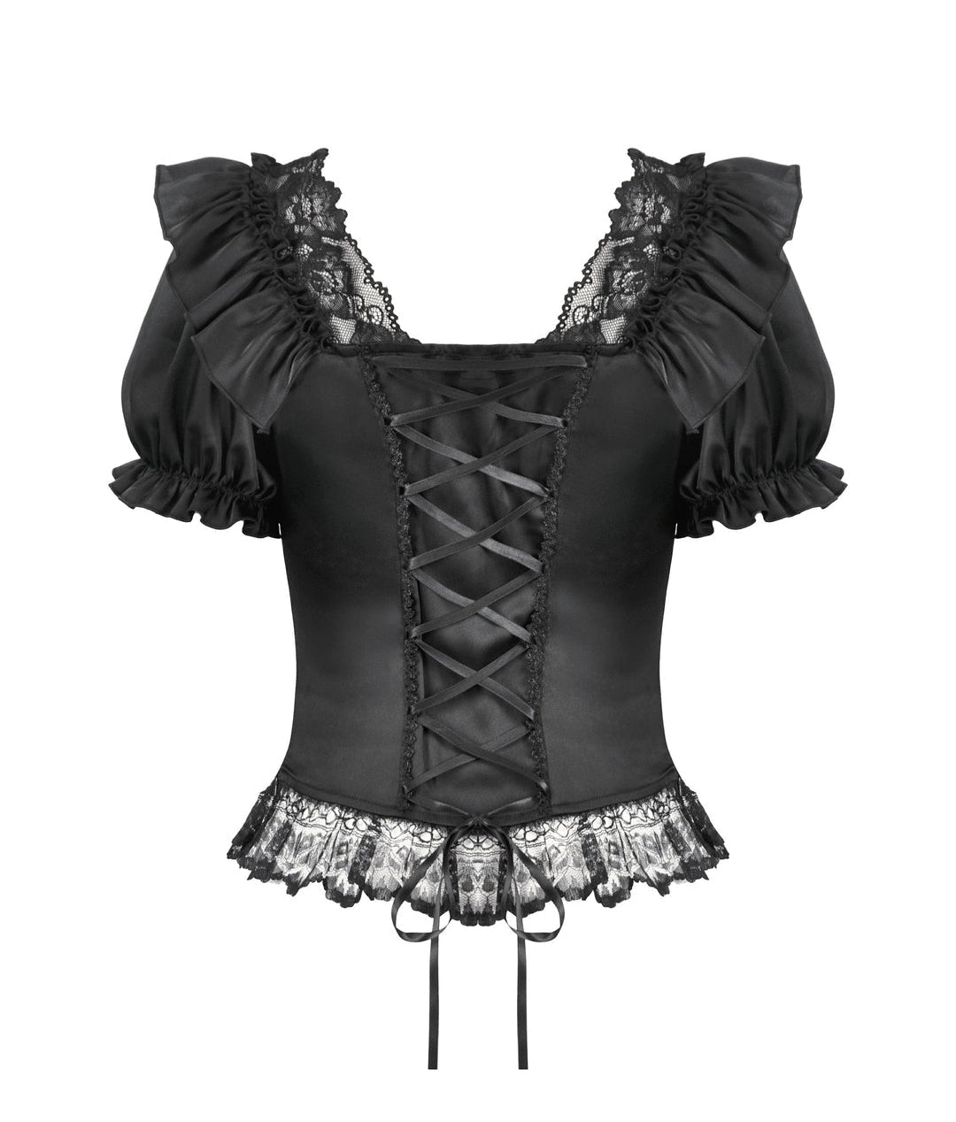 Ruffle Pleat Lace Blouse