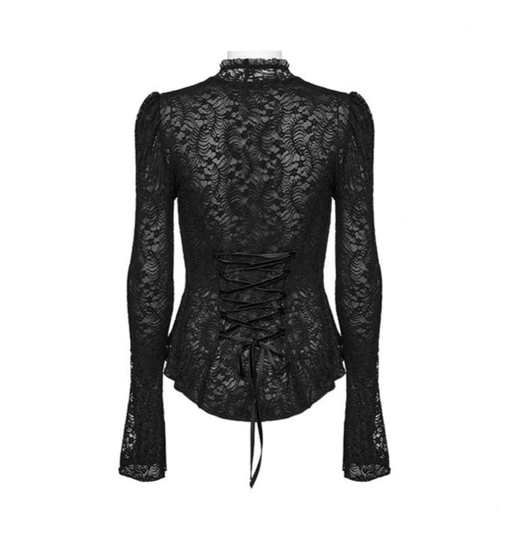 Delicate Standing Collar Sheer Blouse