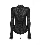 Delicate Standing Collar Sheer Blouse
