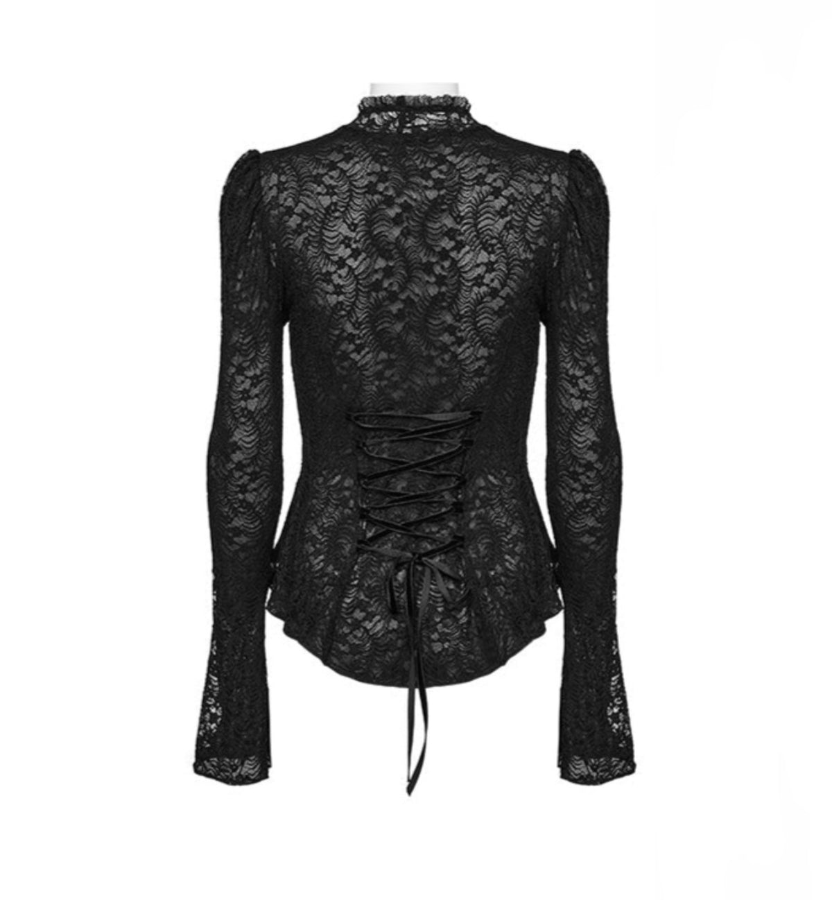 Delicate Standing Collar Sheer Blouse
